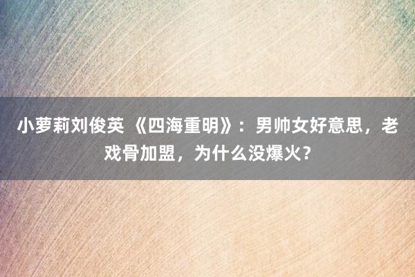 小萝莉刘俊英 《四海重明》：男帅女好意思，老戏骨加盟，为什么没爆火？