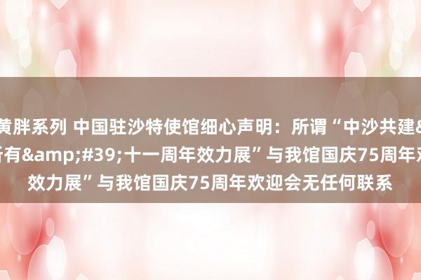 黄胖系列 中国驻沙特使馆细心声明：所谓“中沙共建&#39;一带所有&#39;十一周年效力展”与我馆国庆75周年欢迎会无任何联系