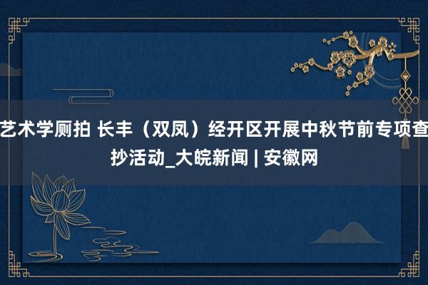 艺术学厕拍 长丰（双凤）经开区开展中秋节前专项查抄活动_大皖新闻 | 安徽网