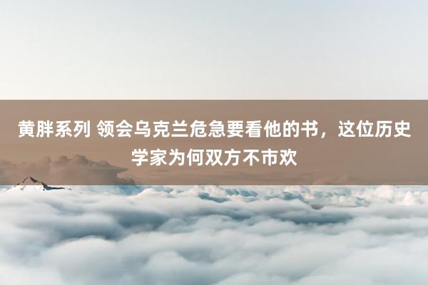 黄胖系列 领会乌克兰危急要看他的书，这位历史学家为何双方不市欢