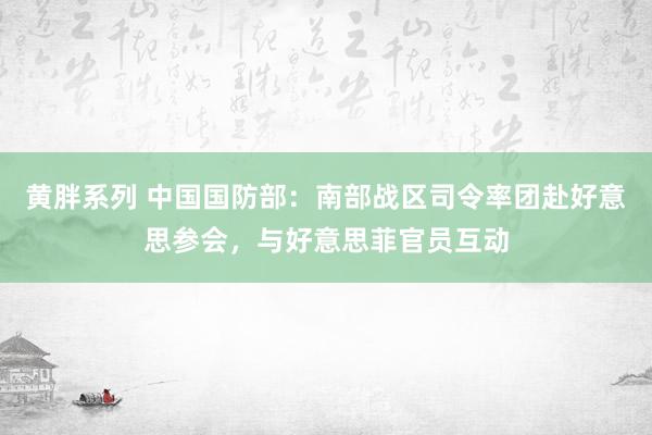 黄胖系列 中国国防部：南部战区司令率团赴好意思参会，与好意思菲官员互动