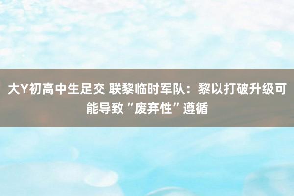 大Y初高中生足交 联黎临时军队：黎以打破升级可能导致“废弃性”遵循
