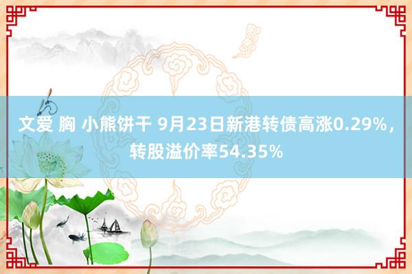 文爱 胸 小熊饼干 9月23日新港转债高涨0.29%，转股溢价率54.35%