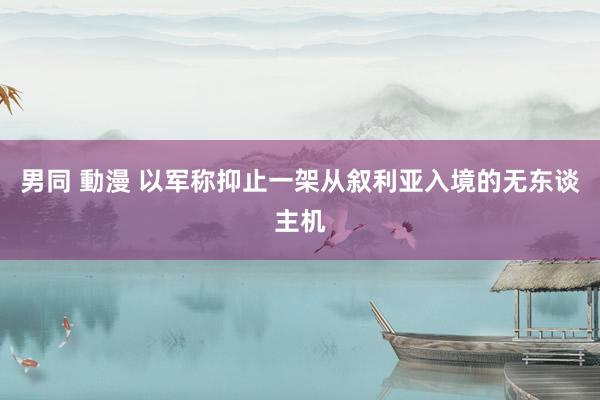 男同 動漫 以军称抑止一架从叙利亚入境的无东谈主机