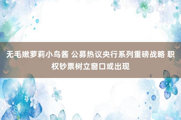 无毛嫩萝莉小鸟酱 公募热议央行系列重磅战略 职权钞票树立窗口或出现