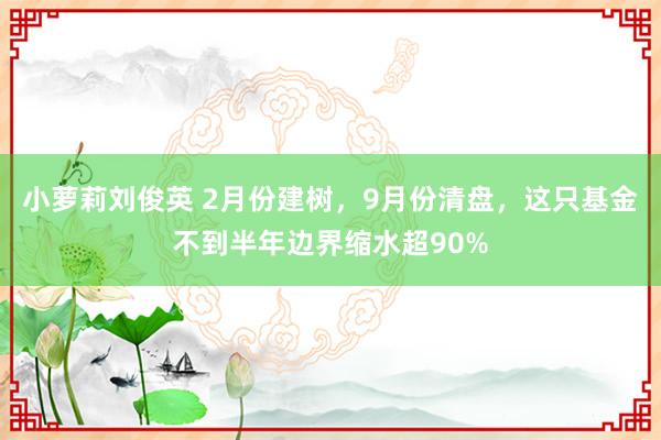 小萝莉刘俊英 2月份建树，9月份清盘，这只基金不到半年边界缩水超90%