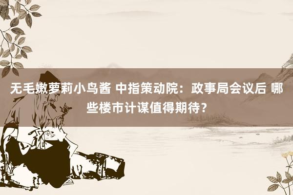 无毛嫩萝莉小鸟酱 中指策动院：政事局会议后 哪些楼市计谋值得期待？