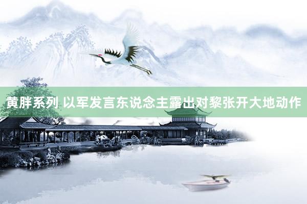 黄胖系列 以军发言东说念主露出对黎张开大地动作