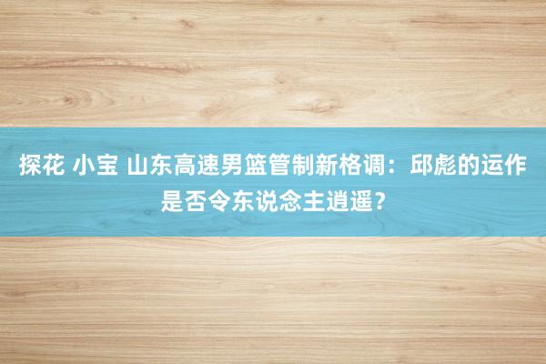 探花 小宝 山东高速男篮管制新格调：邱彪的运作是否令东说念主逍遥？