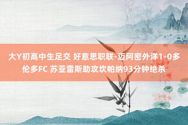 大Y初高中生足交 好意思职联-迈阿密外洋1-0多伦多FC 苏亚雷斯助攻坎帕纳93分钟绝杀