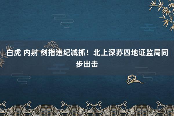 白虎 内射 剑指违纪减抓！北上深苏四地证监局同步出击