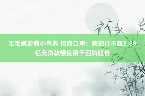 无毛嫩萝莉小鸟酱 招商口岸：获招行不超3.89亿元贷款额度用于回购股份