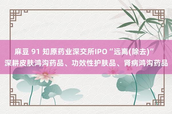 麻豆 91 知原药业深交所IPO“远离(除去)” 深耕皮肤鸿沟药品、功效性护肤品、肾病鸿沟药品