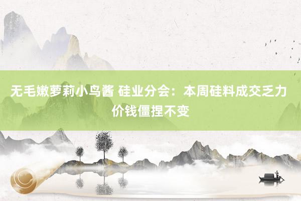 无毛嫩萝莉小鸟酱 硅业分会：本周硅料成交乏力 价钱僵捏不变