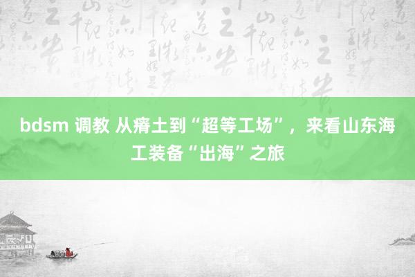 bdsm 调教 从瘠土到“超等工场”，来看山东海工装备“出海”之旅
