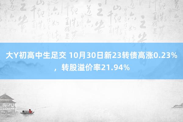 大Y初高中生足交 10月30日新23转债高涨0.23%，转股溢价率21.94%