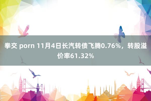 拳交 porn 11月4日长汽转债飞腾0.76%，转股溢价率61.32%