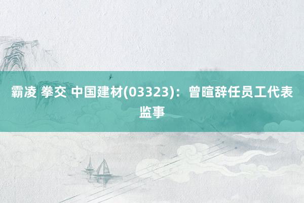 霸凌 拳交 中国建材(03323)：曾暄辞任员工代表监事