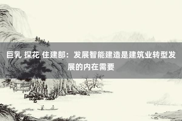 巨乳 探花 住建部：发展智能建造是建筑业转型发展的内在需要