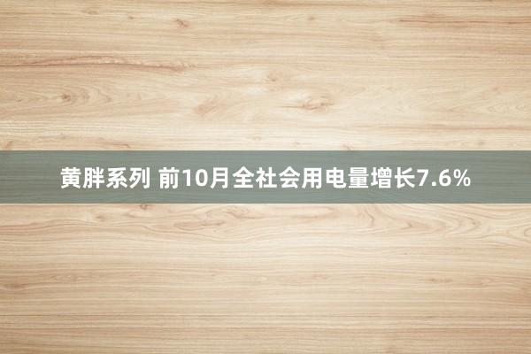 黄胖系列 前10月全社会用电量增长7.6%