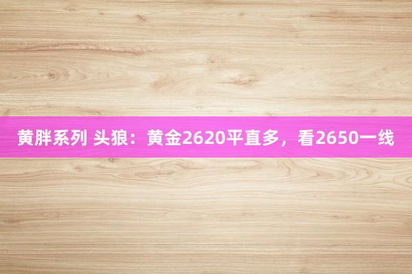 黄胖系列 头狼：黄金2620平直多，看2650一线