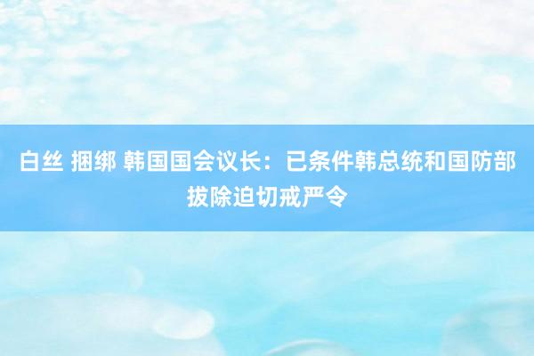 白丝 捆绑 韩国国会议长：已条件韩总统和国防部拔除迫切戒严令
