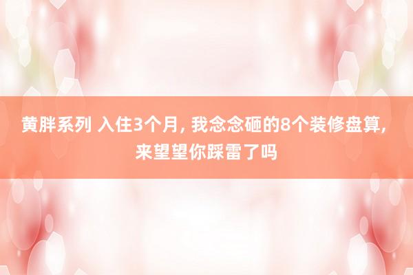 黄胖系列 入住3个月, 我念念砸的8个装修盘算, 来望望你踩雷了吗