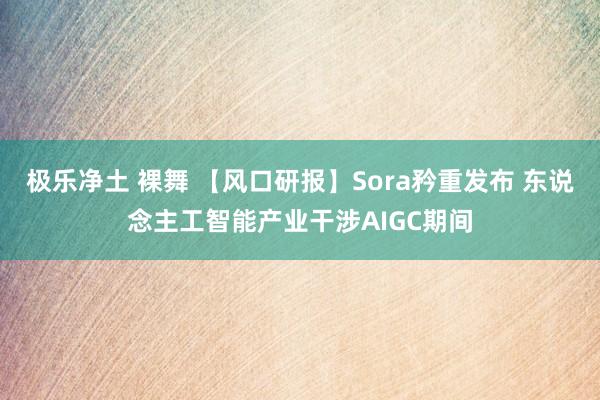 极乐净土 裸舞 【风口研报】Sora矜重发布 东说念主工智能产业干涉AIGC期间