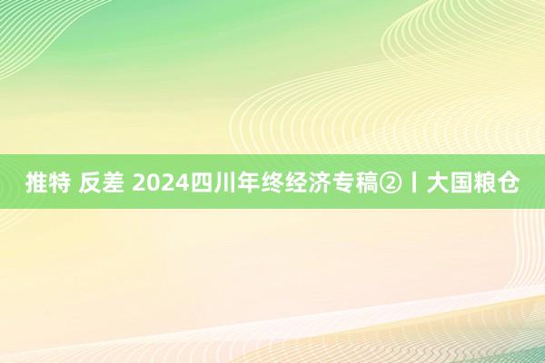 推特 反差 2024四川年终经济专稿②丨大国粮仓