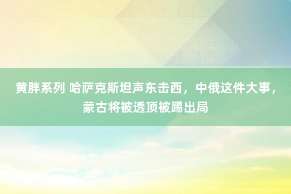 黄胖系列 哈萨克斯坦声东击西，中俄这件大事，蒙古将被透顶被踢出局