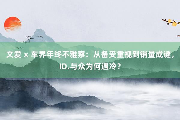 文爱 x 车界年终不雅察：从备受重视到销量成谜，ID.与众为何遇冷？