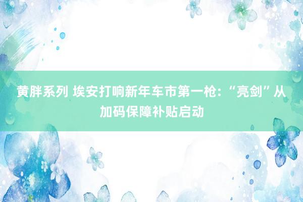 黄胖系列 埃安打响新年车市第一枪: “亮剑”从加码保障补贴启动