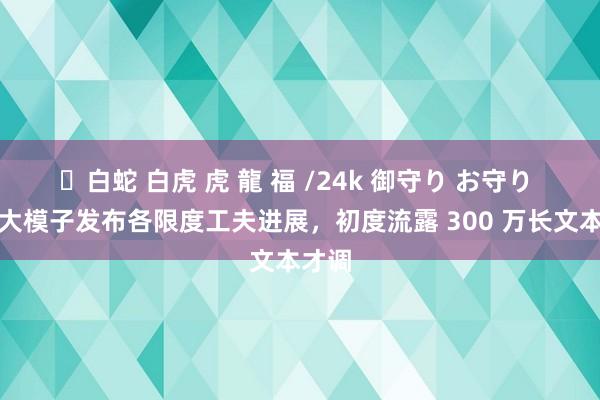 ✨白蛇 白虎 虎 龍 福 /24k 御守り お守り 豆包大模子发布各限度工夫进展，初度流露 300 万长文本才调