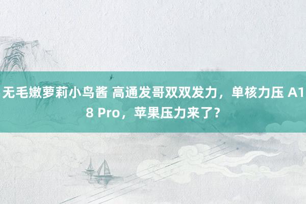 无毛嫩萝莉小鸟酱 高通发哥双双发力，单核力压 A18 Pro，苹果压力来了？