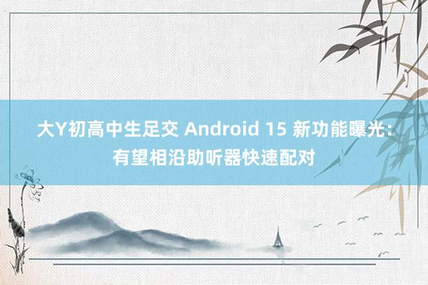 大Y初高中生足交 Android 15 新功能曝光：有望相沿助听器快速配对