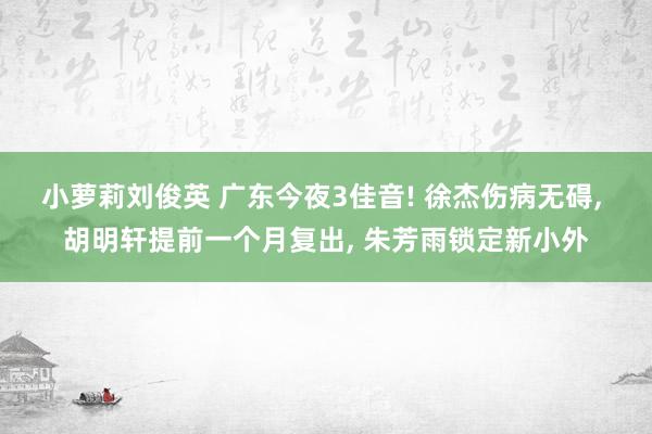 小萝莉刘俊英 广东今夜3佳音! 徐杰伤病无碍, 胡明轩提前一个月复出, 朱芳雨锁定新小外