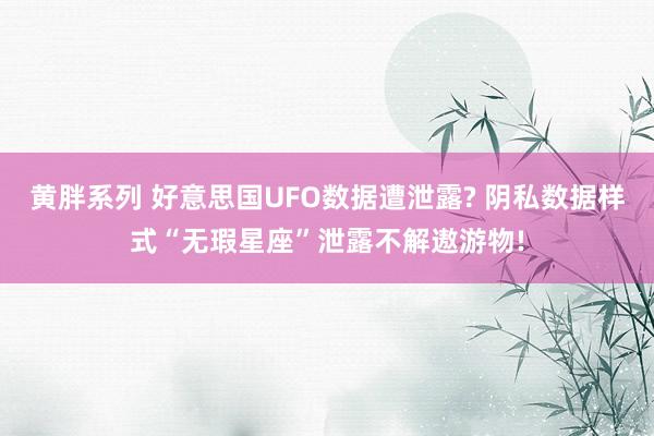 黄胖系列 好意思国UFO数据遭泄露? 阴私数据样式“无瑕星座”泄露不解遨游物!