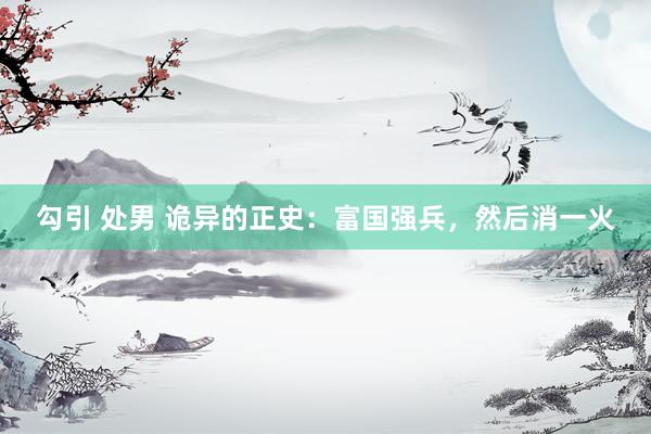 勾引 处男 诡异的正史：富国强兵，然后消一火