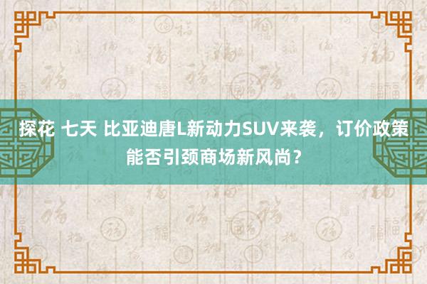 探花 七天 比亚迪唐L新动力SUV来袭，订价政策能否引颈商场新风尚？