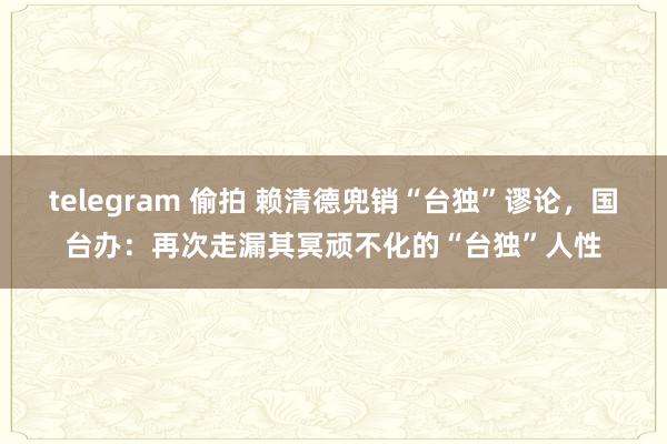 telegram 偷拍 赖清德兜销“台独”谬论，国台办：再次走漏其冥顽不化的“台独”人性