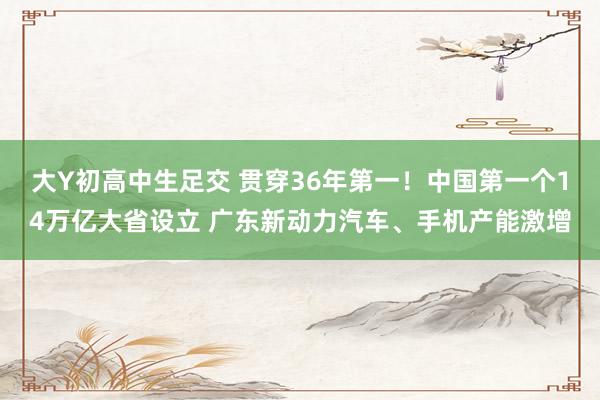 大Y初高中生足交 贯穿36年第一！中国第一个14万亿大省设立 广东新动力汽车、手机产能激增