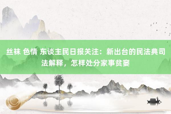 丝袜 色情 东谈主民日报关注：新出台的民法典司法解释，怎样处分家事贫窭