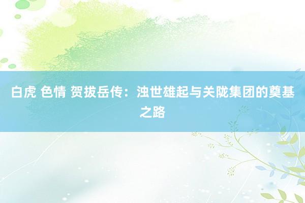 白虎 色情 贺拔岳传：浊世雄起与关陇集团的奠基之路