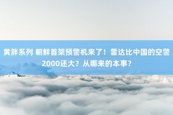 黄胖系列 朝鲜首架预警机来了！雷达比中国的空警2000还大？从哪来的本事？