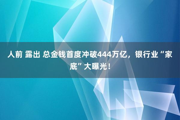 人前 露出 总金钱首度冲破444万亿，银行业“家底”大曝光！