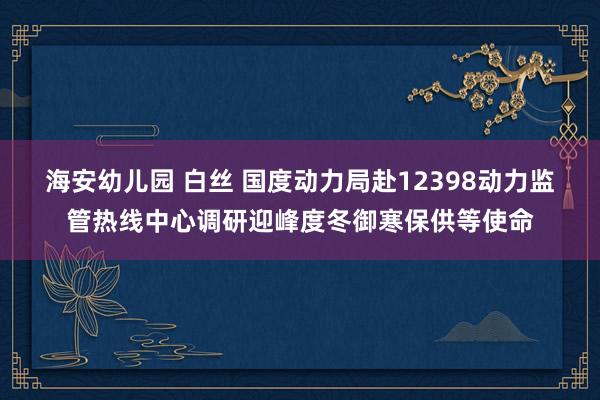 海安幼儿园 白丝 国度动力局赴12398动力监管热线中心调研迎峰度冬御寒保供等使命