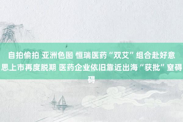自拍偷拍 亚洲色图 恒瑞医药“双艾”组合赴好意思上市再度脱期 医药企业依旧靠近出海“获批”窒碍