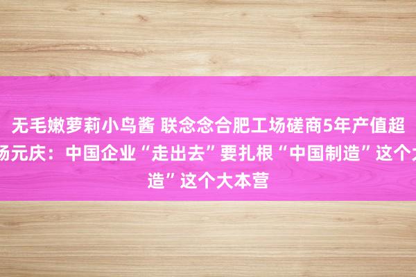 无毛嫩萝莉小鸟酱 联念念合肥工场磋商5年产值超千亿 杨元庆：中国企业“走出去”要扎根“中国制造”这个大本营