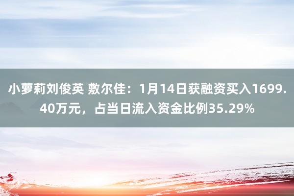 小萝莉刘俊英 敷尔佳：1月14日获融资买入1699.40万元，占当日流入资金比例35.29%