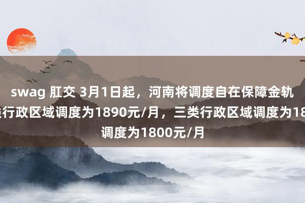 swag 肛交 3月1日起，河南将调度自在保障金轨范！一类行政区域调度为1890元/月，三类行政区域调度为1800元/月